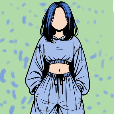 realistic girl faceless with baggy pants and a crop top