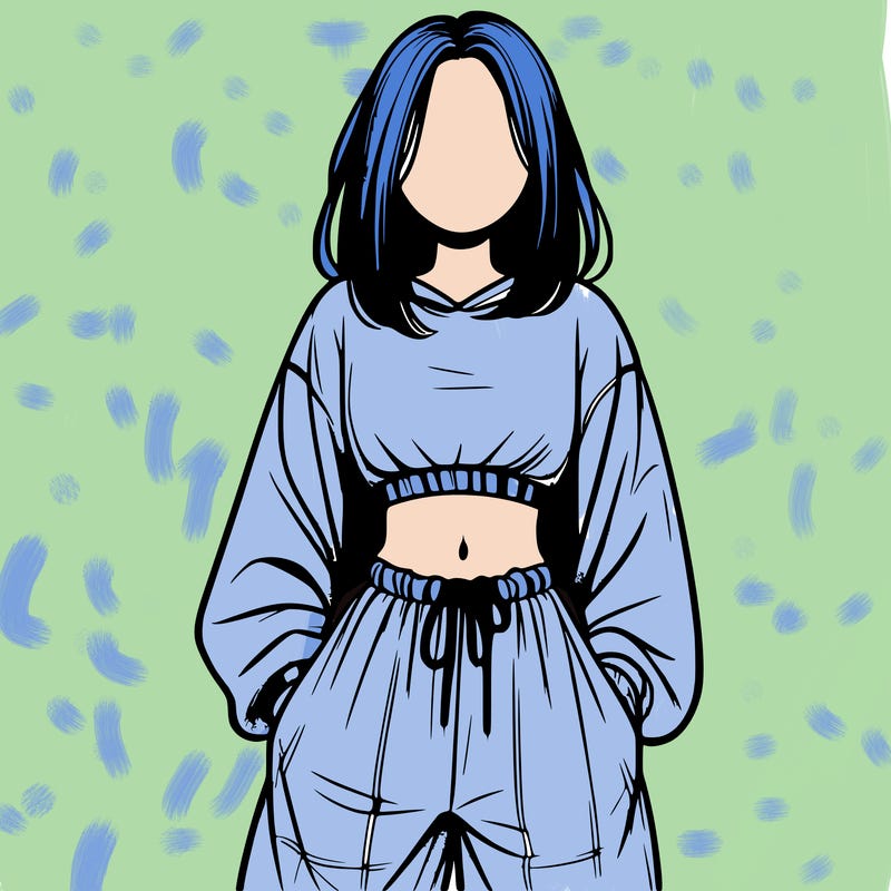 realistic girl faceless with baggy pants and a crop top