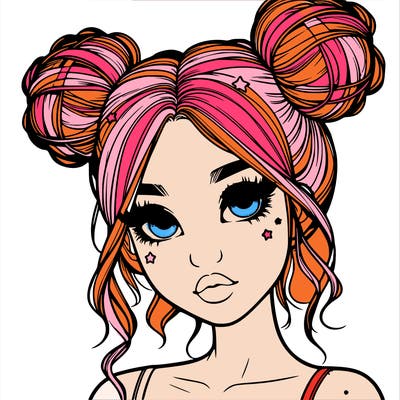 realistic girl with space buns