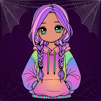 a realistic girl with a oversized hoodie and she has braids