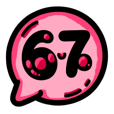 bubble that says 67