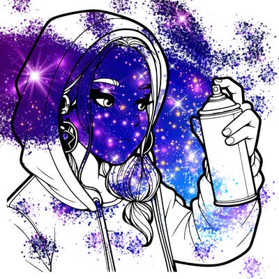 a realistic girl, spray painting