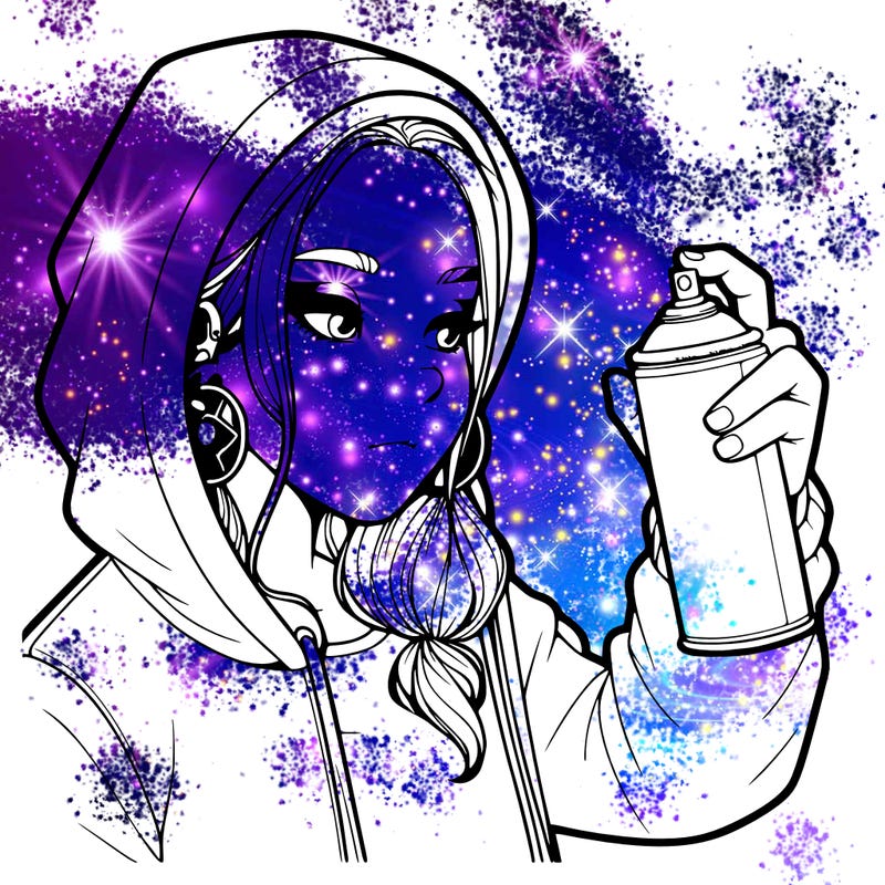 a realistic girl, spray painting