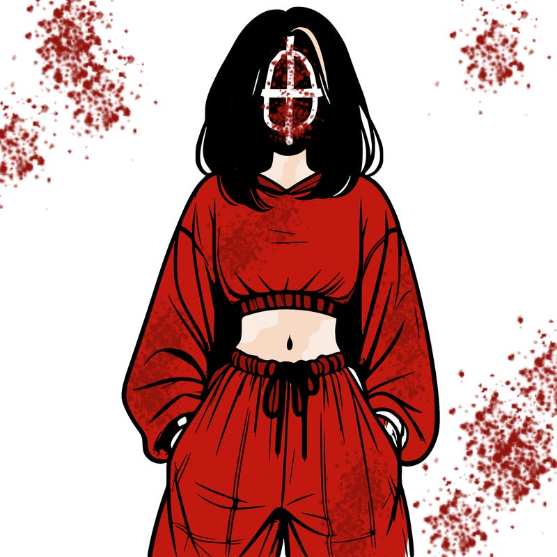 realistic girl faceless with baggy pants and a crop top