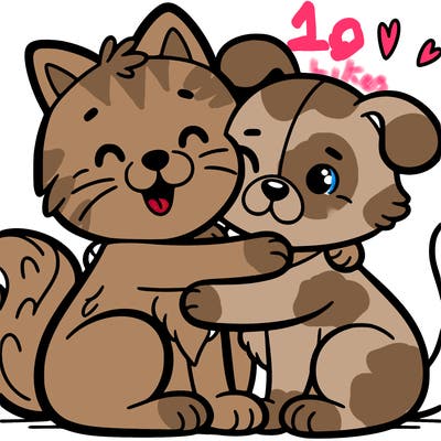 cat and dog hugging easy