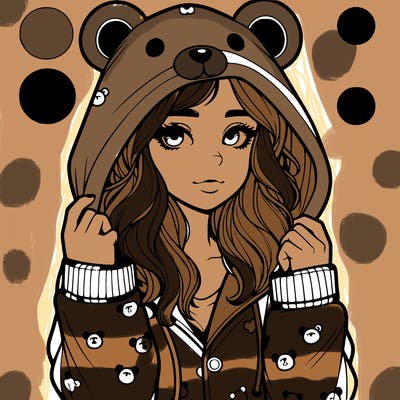 realistic girl in a animal pjs hoodie