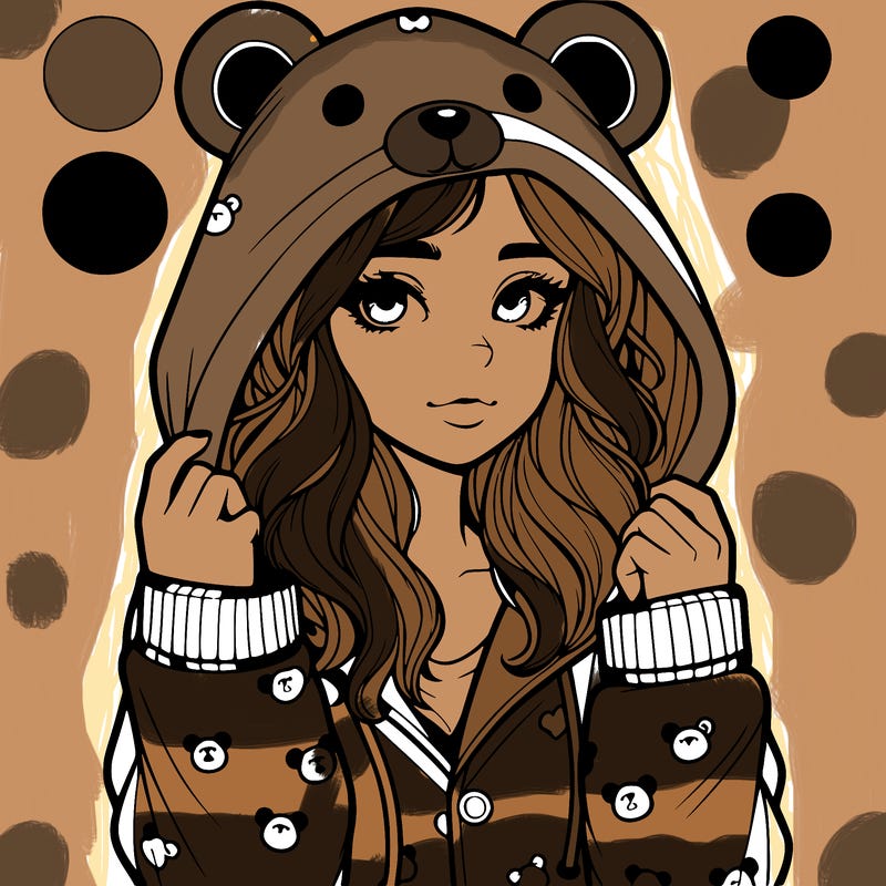 realistic girl in a animal pjs hoodie