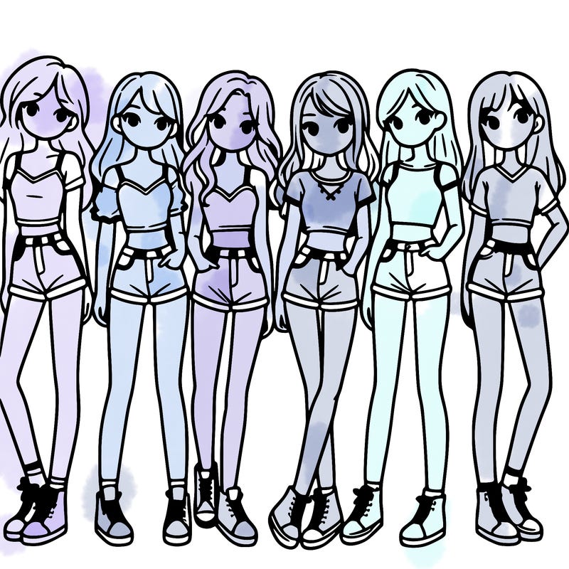 a group of girls wearing crop tops and shorts