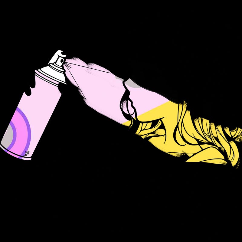 a realistic girl spray, painting