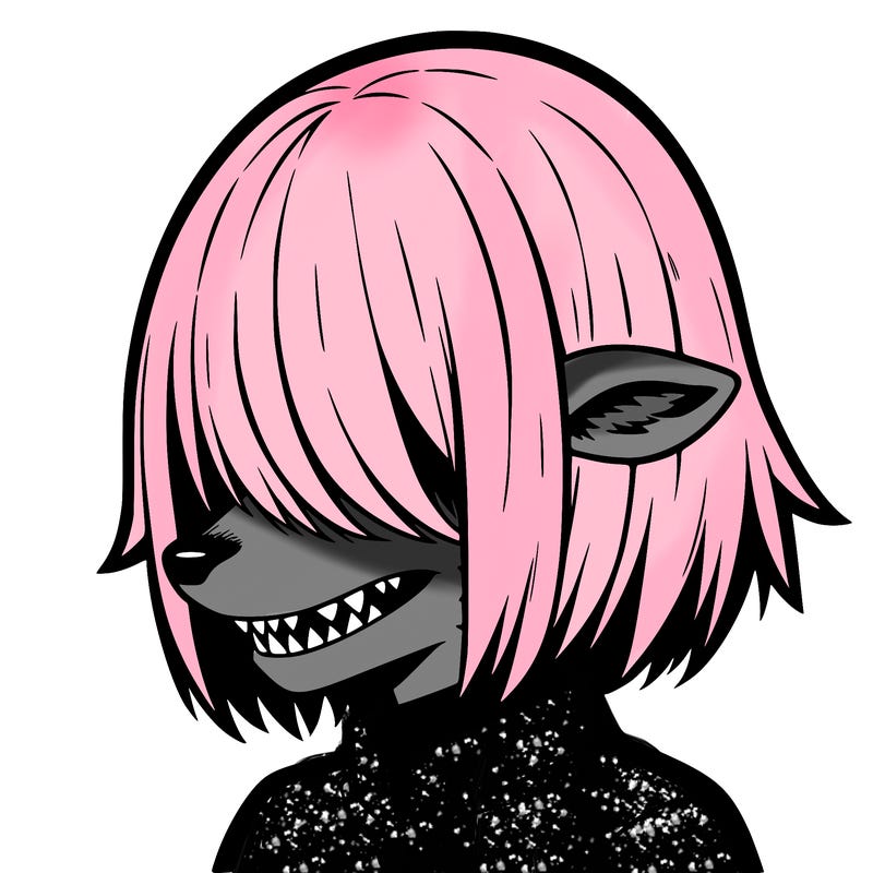 sharp teeth deer man with bob haircut