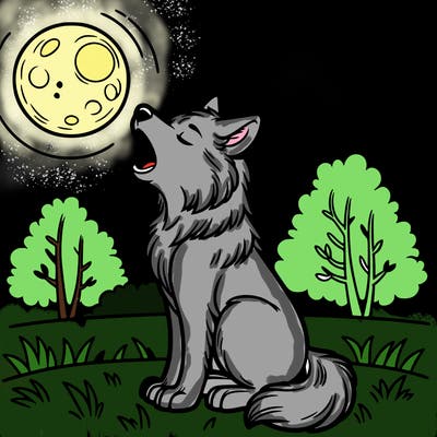 wolf howling at the moon