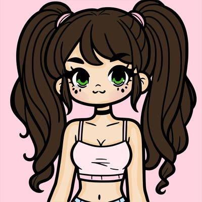 a pretty girl with pig tails and a crop top on