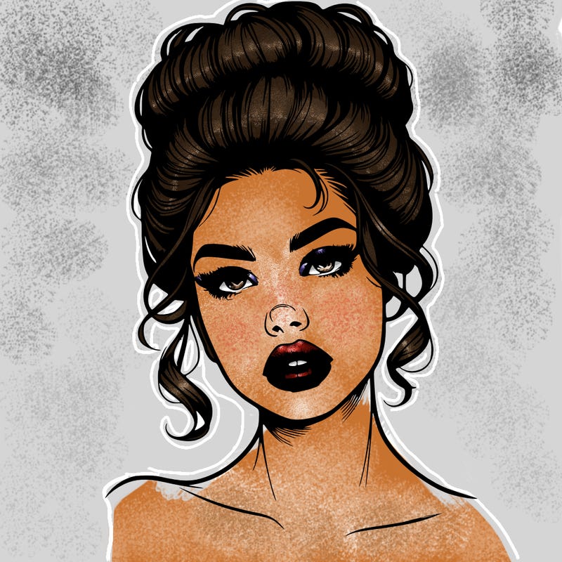 realistic girl wearing a 90s style up due and have full lips