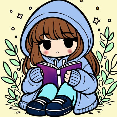 girl in oversized hoodie reading a book