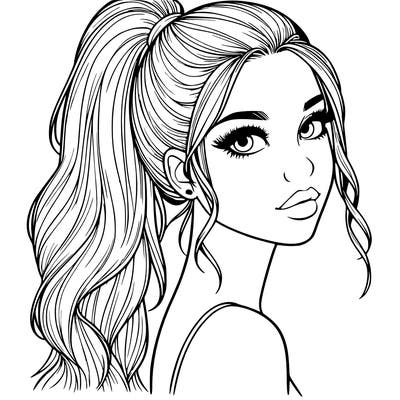 realistic pretty girl with high pony tail