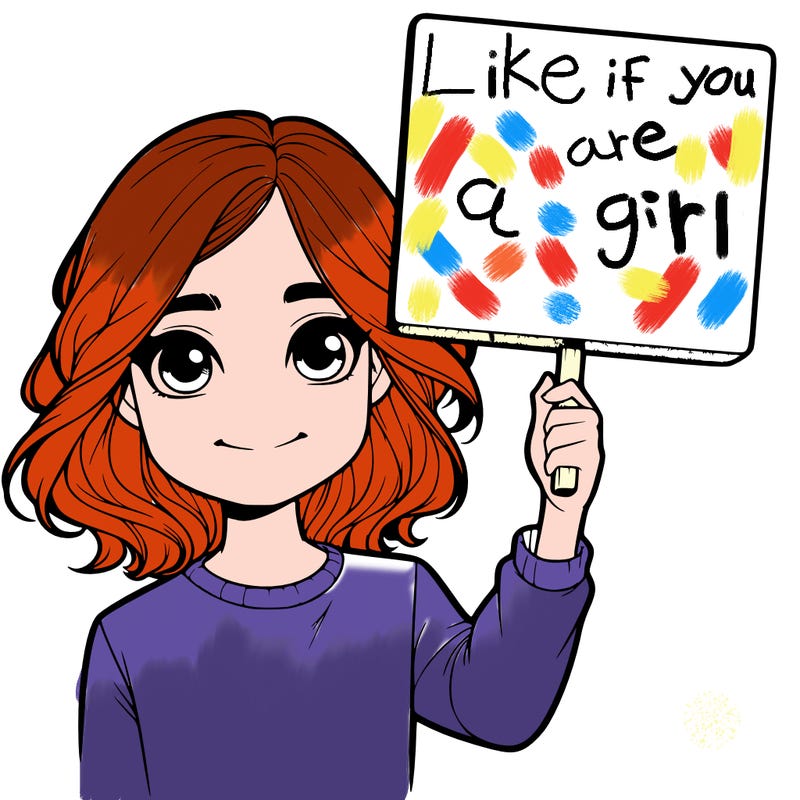 realistic girl holding up a sign