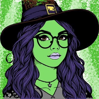 a witch with glasses realistic