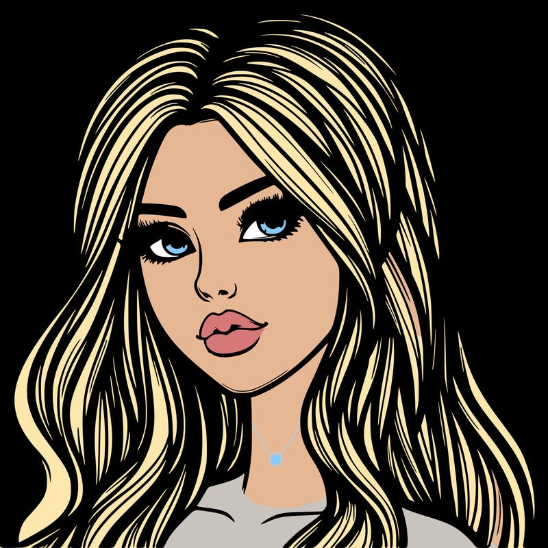 realistic pretty girl with long hair lips and a nose