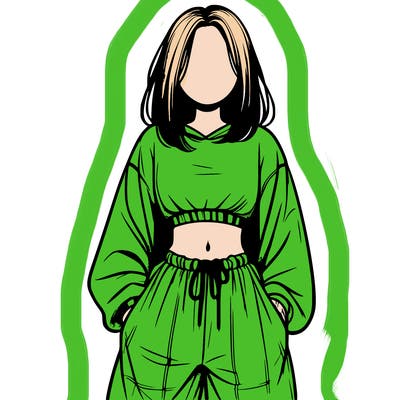 realistic girl faceless with baggy pants and a crop top