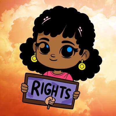 black girl holding a rights sign