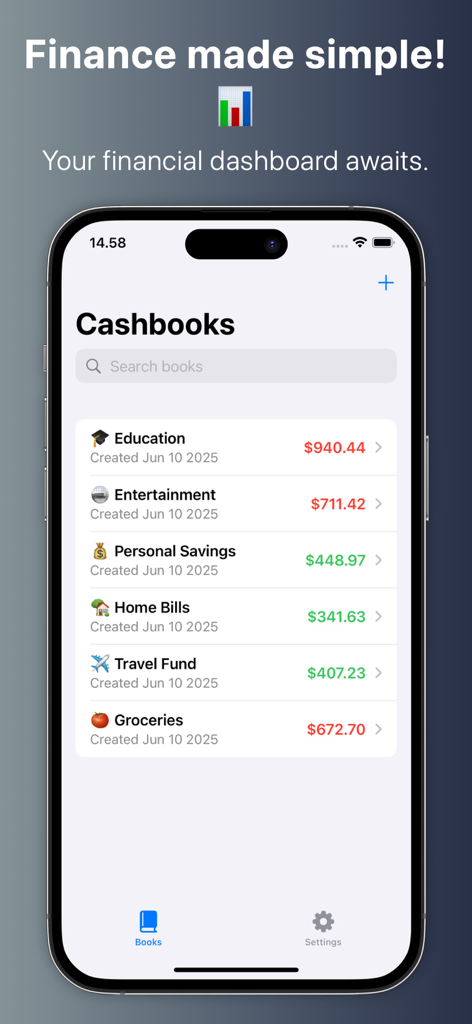 Easy Cashbook : Simple Budget - Easy Cashbook app screen showing a list of budget categories and account balances