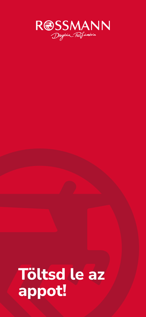 Rossmann mobile app promotional screen with download call to action