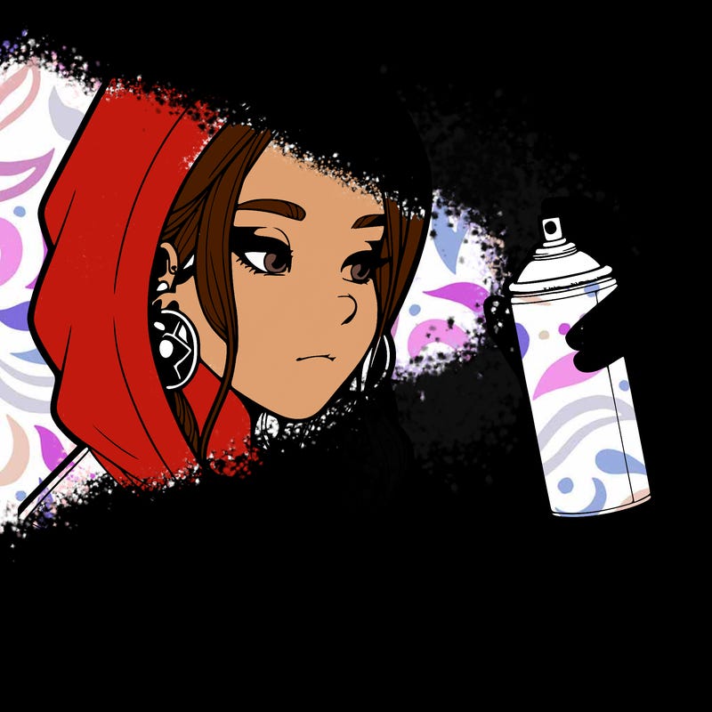 a realistic girl, spray painting