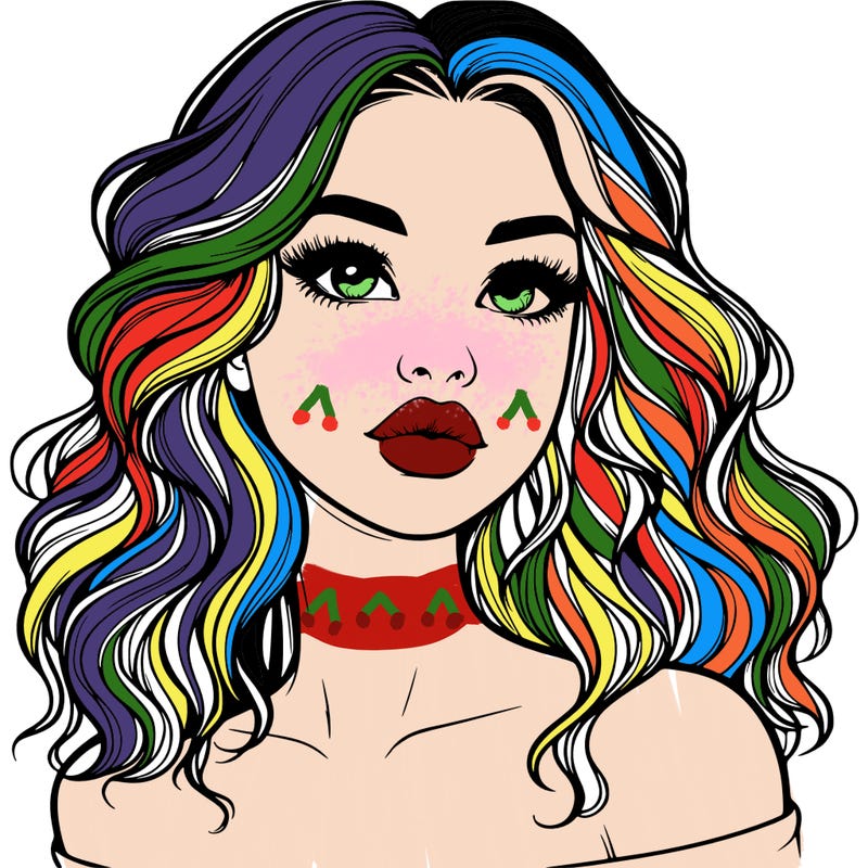 realistic girl with wavy hair and lips