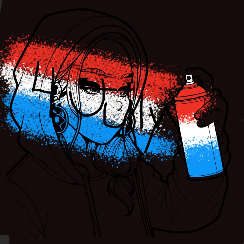 a realistic girl, spray painting