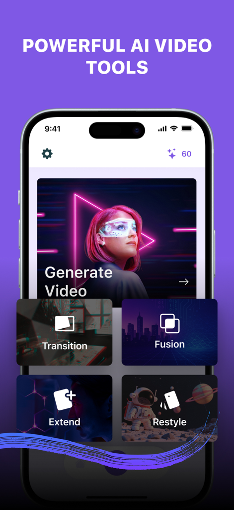 Un teléfono móvil mostrando la interfaz de la aplicación generadora de vídeo IA Pictory con herramientas para la creación y edición de vídeo.