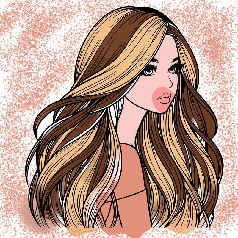 realistic girl with long realistic hair