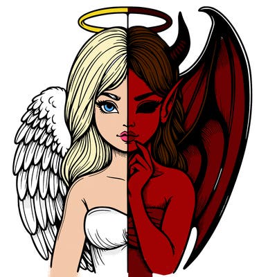 realistic angel half demon