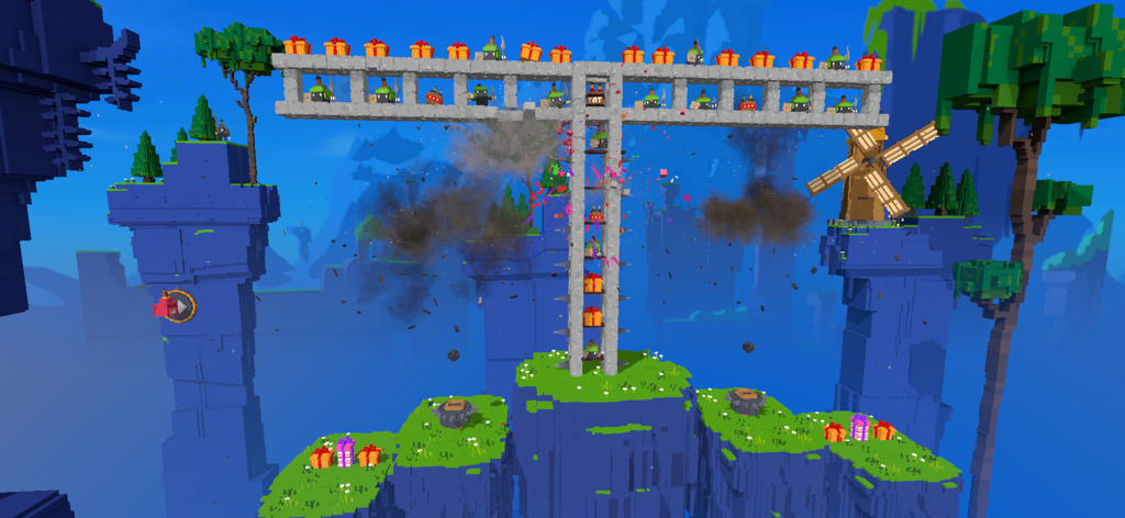 Blow it up Mobile - Una estructura de piedra explotando en el juego de destrucción física Blow it up Mobile