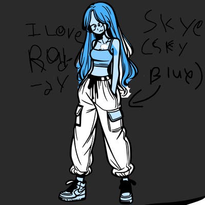 girl in baggy pants crop top and long hair