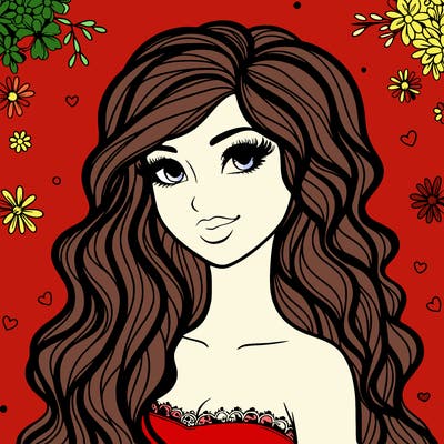 pretty woman with long wavy hair