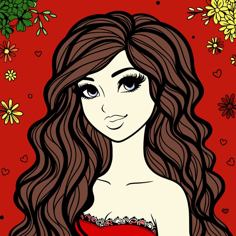 pretty woman with long wavy hair