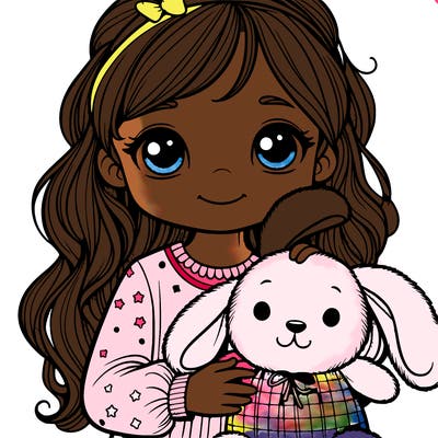 2 year old girl with a stuffed bunny