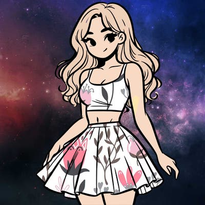 woman in a skirt and crop top