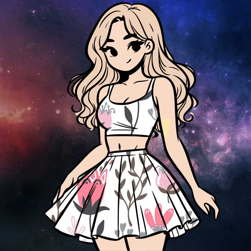 woman in a skirt and crop top