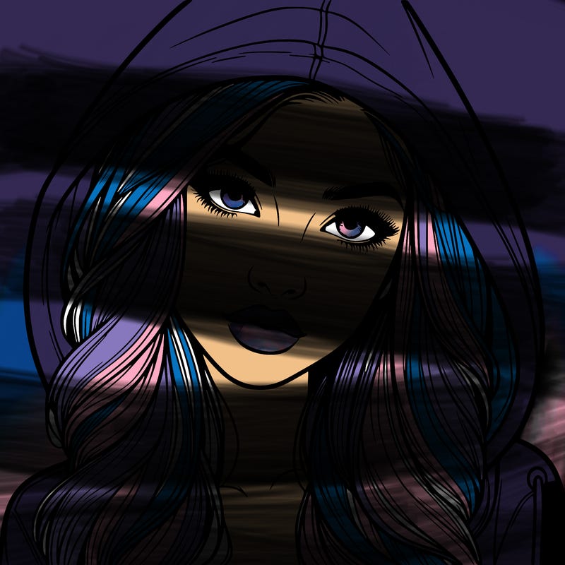 realistic beautiful girl with a hood on