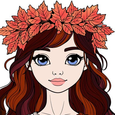 realistic girl with fall leaf crown