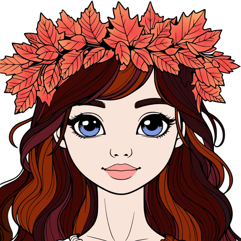 realistic girl with fall leaf crown