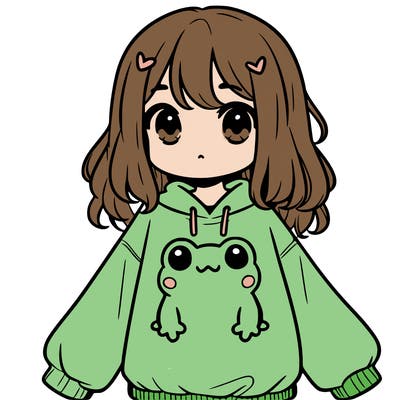 girl wearing frogging sweatshirt