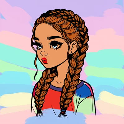 realistic girl with braids