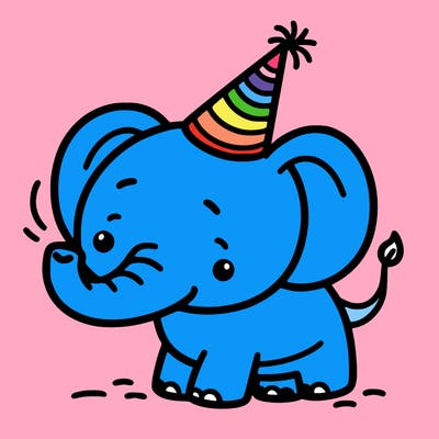 elephant with party hat