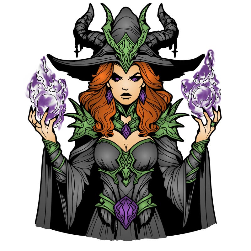 realistic evil sorceress fantasy chaos