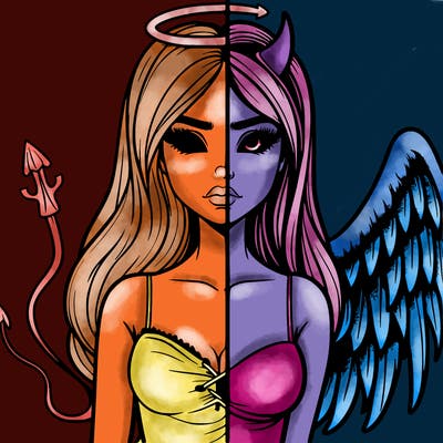 devil vs angel realistic girl
