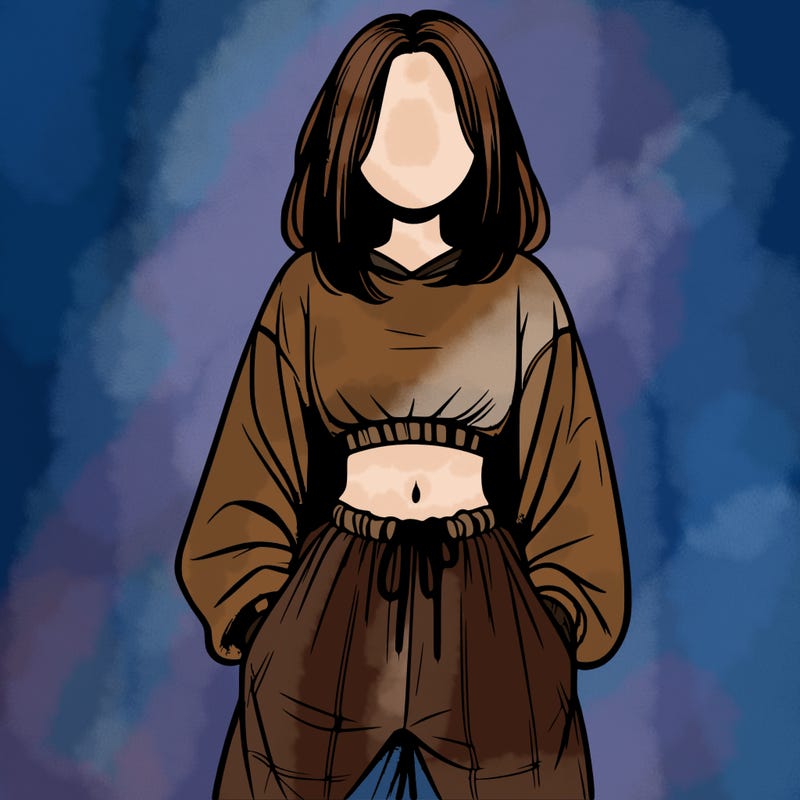 realistic girl faceless with baggy pants and a crop top