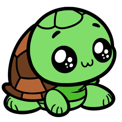 cute little animated turtle