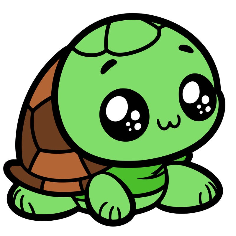 cute little animated turtle
